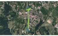  - In  diese Luftaufnahme ist der von den Anliegern geforderte Bestandsausbau  eingezeichnet. Demnach soll es eine rund einen Kilometer lange Troglage  mit einer zirka 500 Meter langen Überdachung kommen. Foto/Skizze:  Landratsamt Regen