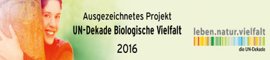 Logo UN-Dekade ausgezeichnetes Projekt. Logo UN-Dekade Biologische Vielfalt