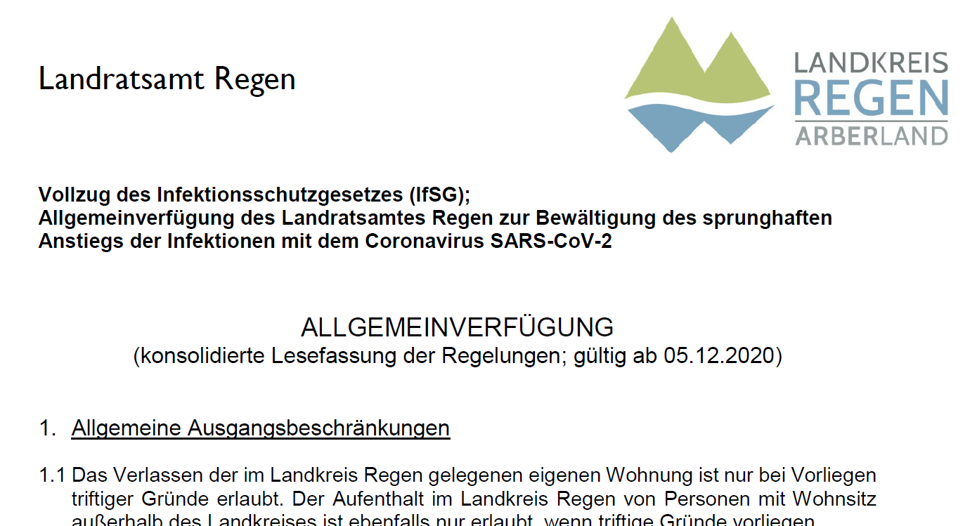 Ausgang Nur Noch Mit Triftigem Grund Landkreis Regen