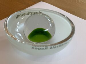Der Umweltpreis wurde in diesem Jahr von der Glasfachschule Zwiesel gestaltet. Foto: Heiko Langer/Landratsamt Regen