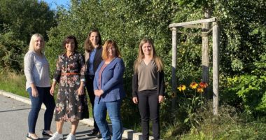 Die Verantwortlichen im Bereich Kindertagesbetreuung am Kreisjugendamt v.li. Nicole Ernst, Sandra Holzer, Daniela Lorenz, Rosemarie Artmann und Michaela Müller. Foto: Koziot/Landkreis Regen