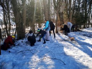 Die Schüler beim Anlegen einer Benjes- oder Totholz-Hecke. Foto: Kristina Brem