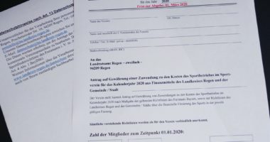 So sieht der Antrag zur Förderung durch den Landkreis aus. Vereine, die keine Anträge stellen, lassen sich möglicherweise eine Förderung entgehen. Foto: Langer/Landkreis Regen